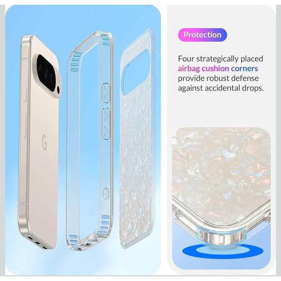 LONLI Hue Case for Google Pixel 10 Pro XL - White Pearl Holographic Iridescent - Picture 5 of 9